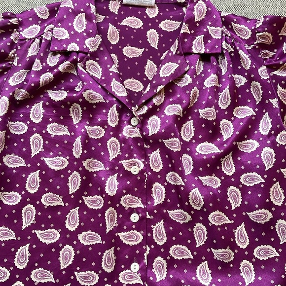 Vintage Western Paisley Purple button-up shirt , Size: M/L - Picture 8 of 17